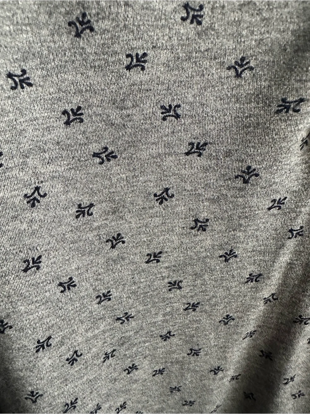 Ralph Lauren Men's Long Sleeve Polo in Heather Gray with Navy Micro-Print